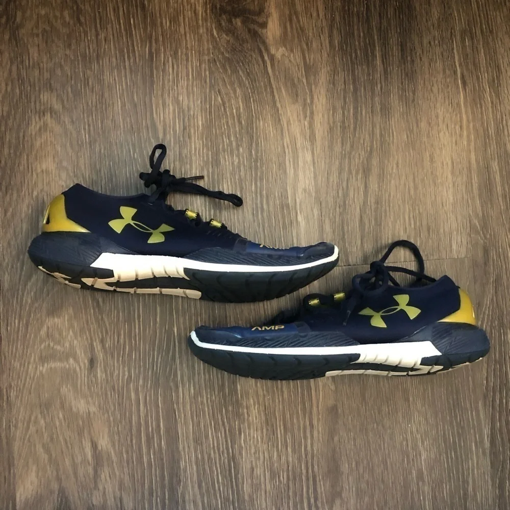 Under Armour AMP Notre Dame Navy Blue & Gold Sneakers